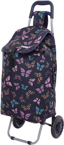 Hoppa 47L Einkaufstrolley Einkaufsroller Einkaufswagen Wagen (Schmetterlinge Marineblau)