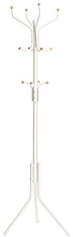 SONGMICS Höhe 182 cm Garderobenständer stabil Metall Kleiderständer Garderobe, weiß, RCR19W