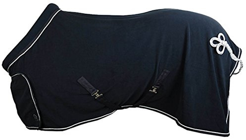 HKM 7224 Fleecedecke mit Kragen, Pferdedecke Stalldecke Weidedecke, Dunkelblau, 145 cm