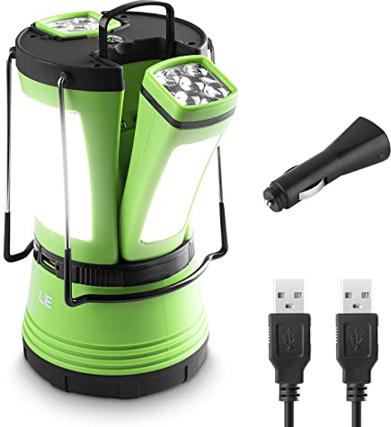 LE LED Campinglampe mit 2 abnehmbaren Taschenlampen, Batteriebetrieben & Akku Notfallleuchte, 600 Lumen Zeltlampe, Outdoor Suchscheinwerfer für Notfälle, Wandern, Angeln, Stromausfälle usw.