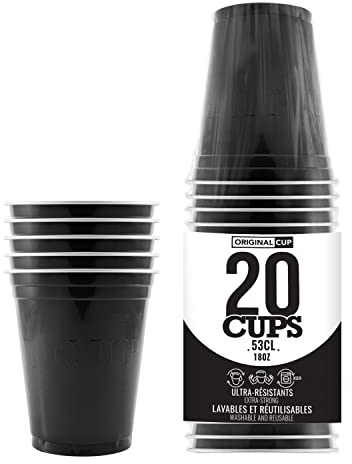 20er Pack Offiziellen Original Black Cups | Schwarze 53cl Becher | Beer Pong | Premium Qualität | Becher aus wiederverwendbaren Plastik | Spülmaschinenfest | OriginalCup®