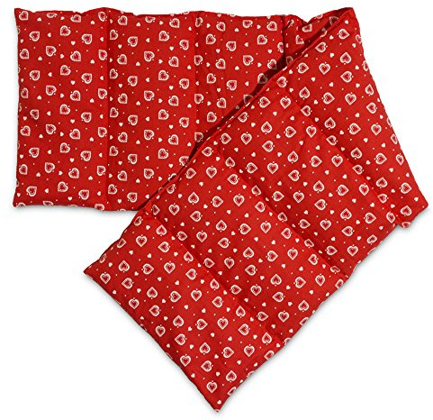 Rapssamenkissen 75x20cm groß 8-Kammer, Herzen-rot - Wärmekissen, Körnerkissen