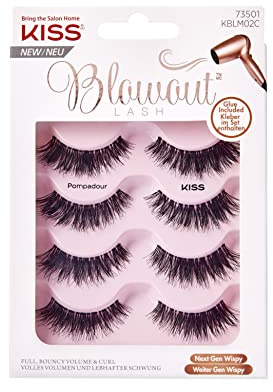 KISS Blowout Lash Multipack „Pompadour“ – Künstliche Wimpern mit Volumen & Curl Effekt, Dramatische Fake Lashes, Wiederverwendbare Strip Lashes für natürlichen & glamourösen Look, Schwarz