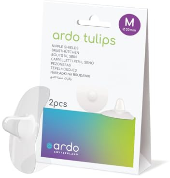 Ardo TULIPS Stillhütchen aus weichem Silikon in 3 Größen, 2 Stück Größe M (20 mm) mit Box, weicher Schaft, frei von BPA BPS & Latex, Brusthütchen Brustwarzen Brusthauben Brust Hütchen zum Stillen