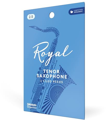 D'Addario Royal Tenorsaxophon Blätter Stärke 2.5, 3er-Pack | Royal Tenorsaxophonblätter bieten starke Rückenstruktur, gleichmäßige Ansprache, warmen Klang und Vielseitigkeit für Jazz un.
