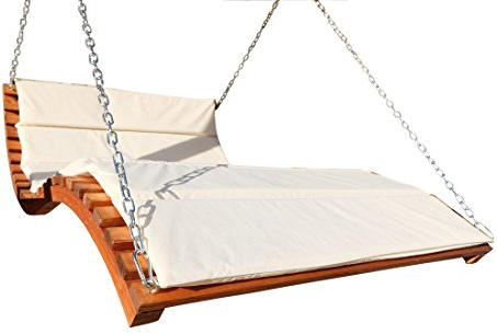 ALEOS. Hollywoodliege Hängeliege aus Holz Lärche mit Auflage Aruba Lounger