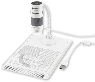 Carson eFlex 78x/324x Effektive Vergrößerung (basierend auf einem 28-Zoll-Bildschirm) USB Digitalmikroskop mit LED, Schwanenhals und Messplatte (MM-840)