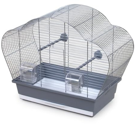 Vogelkäfig Beta Chrom/Grau Vogelheim für Sittiche & Vögel 56x28x44cm