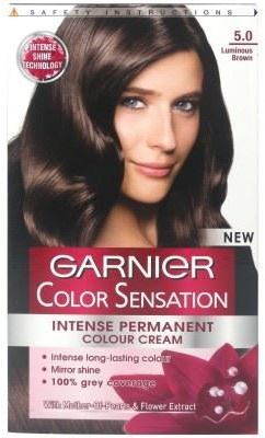 Garnier Color Sensation Intense Cream 5.0 Dauerhafte Haarfarbe, Creme, Braunton Luminous Brown, 3 Stück