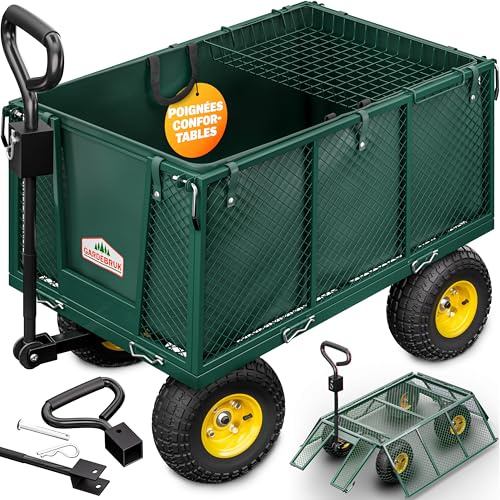 GARDEBRUK® Bollerwagen 550kg Belastbar Klappbar Stabil Herausnehmbare Plane Gerätewagen Handwagen Garten Gartenkarre Gartenwagen Transportwagen Karre