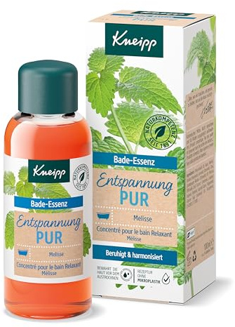 Kneipp Bade-Essenz Entspannung Pur - Badeöl mit natürlichem ätherischen Öl der Indischen Melisse & Extrakt der Zitronenmelisse für wohltuende Entspannung & Erholung - harmonisierend - 100ml