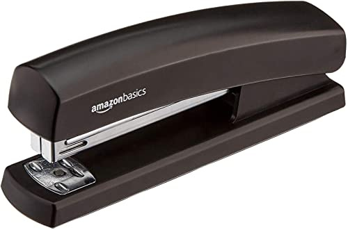 Amazon Basics Hefter mit 1000 Klammern, 10-Blatt-Kapazität, rutschfester Gummifuß, Heim, Büro, Schwarz