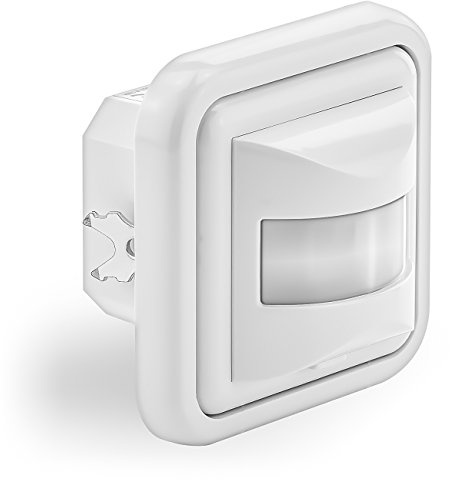 deleyCON 1x Infrarot Bewegungsmelder Unterputz Wandmontage Innenbereich Lichtsteuerung 160° Arbeitsfeld 9m Reichweite eingebauter Lichtsensor Weiß