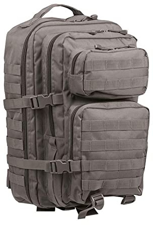 Mil-Tec US Assault Pack Tagesrucksack (36L) • Taktischer Militär Rucksack mit MOLLE-System • Kompakter Bundeswehr Rucksack, Wanderrucksack, Reiserucksack für Outdoor, Camping & Einsatz • Urban Grey, L