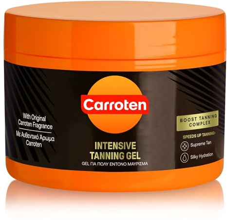 Carroten Intensive Tanning Gel, Bräunungsbeschleuniger, 150 ml | Bräunungsbeschleuniger mit Kokosnussöl und Vitaminen A & E, Karotten-Bräunungsgel für schnelle Bräunung