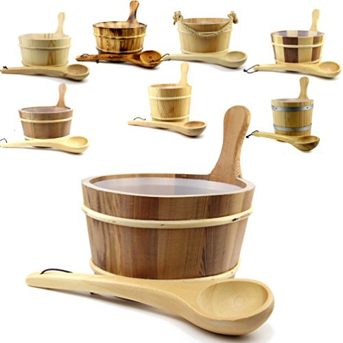 Saunakübel/Saunaeimer Set aus Thermo-Espe mit Kunststoffeinsatz und Kelle