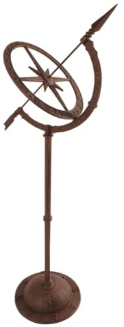 Esschert Design Sonnenuhr mit Fuß Gußeisen, rostbraun, 32x24.5x93 cm, TH37