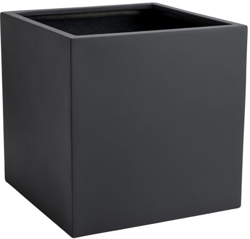 VIVANNO Pflanzkübel Fiberglas Block - 40x40x40 cm - Blumenkübel Anthrazit | Quadratischer Pflanztopf mit 64 Litern, frostsicherer Würfel für Außen und Innen, wetterfester Garten Blumenkübel Matt