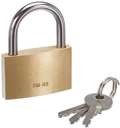Brüder Mannesmann Vorhängeschloss 40 mm Messing, wetter- und korrosionsbeständig, Zylinderschloss, für Spind, Gartentor, Schuppen, inkl. 3 Schlüssel | M 413-40