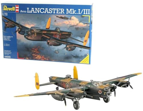 Revell REV-04300 Flugzeugbomber Avro Lancaster Mk.I/III, Flugzeugmodellbausatz 1:72, 29,5 cm/42,8cm Royal Air Force (RAF) Modelmaking, unlackiert