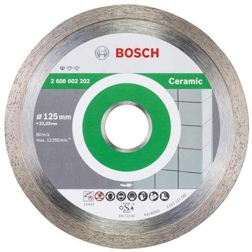 Bosch Professional 1x Diamanttrennscheibe Standard for Ceramic (für Stein, Keramik, Fliesen, Marmor, Ø 125 x 22,23 x 1,6 x 7 mm, Zubehör für Winkelschleifer)