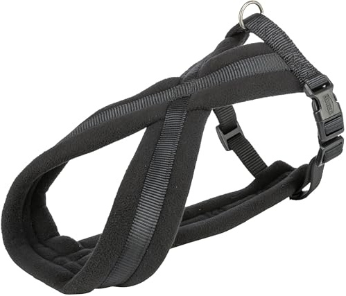 TRIXIE Premium Touren-Geschirr Größe XS–S: Brustumfang 30–55 cm/15 mm in schwarz - sportliches Hundegeschirr mit angenehmer Vliespolsterung, stufenlos verstellbar für kleine Hunde, 203601