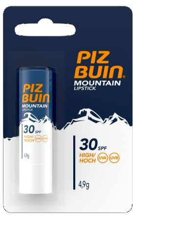 PIZ BUIN Mountain Lippenpflege LSF 30, feuchtigkeitsspendender Lippenpflegestift für Wintersportler, effektiver Wind- und Sonnenschutz für die Lippen, 4,9 g