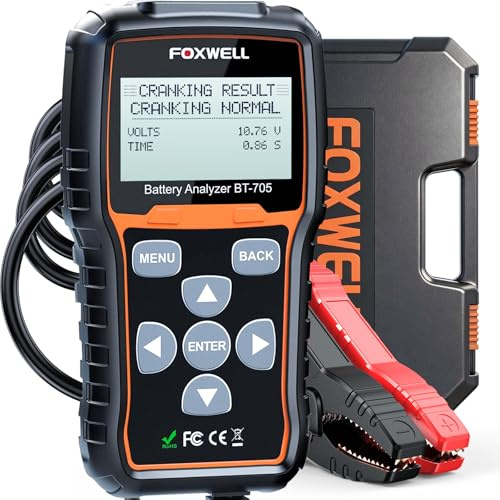 FOXWELL BT705 Batterietester 12V 24V, KFZ Autobatterie Tester 100-2000CCA Lasttester, Car Batterie Tester auto Lade-Anlasser-System Autoatterie Analysator für Auto, SUV, Motorrad, LKW, Marine.