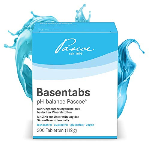 Basentabs pH-balance Pascoe - Basentabletten 200 Stück mit hoher Säurebindungskapazität - Zur Entsäuerung des Körpers - Mit Magnesium, Calcium und Zink - Für den Säure-Basen-Haushalt