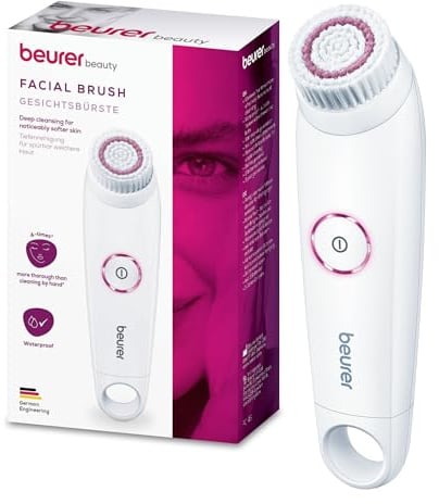 Beurer FC 45 elektrische Gesichtsreinigungsbürste, Tiefenreinigung für spürbar weiche & strahlende Haut, 2-stufige Rotation, Gesichtsbürste für alle Hauttypen, Wasserdicht, Weiß