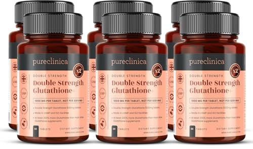 Doppelt Starkes Glutathion 1000mg x 360 Tabletten (60 Tabletten pro Flasche, 6 Flaschen) - 1 Jahr Vorrat