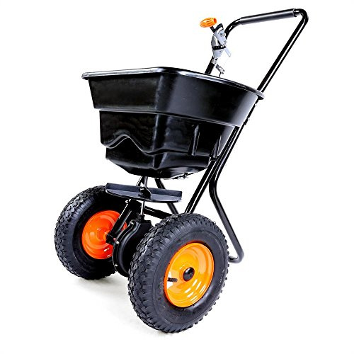 FUXTEC Streuwagen FX-GS36 • 36 kg • bis 3,65 m Streubreite | Rotationsauswurf verteilt Saatgut, Dünger, Salz und Splitt großflächig.