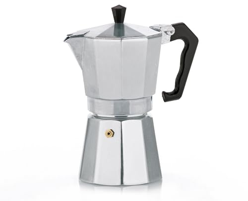 kela Espressokocher für 3 Tassen, Espressokanne 150ml, Kaffeekocher Aluminium, ITALIA, Espressomaschine für Herdplatte, alle Herdarten außer Induktion, silber matt
