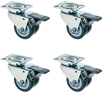 MR. DEKO Strandkorb-Rollen 4er Set mit Feststeller | Strandkorbrollen Ø52 mm Terrasse | Doppellenkrollen Schwerlast-Rollen 100 kg | Gartenmöbel-Rollen Set 4 Stück 360° drehbar und rostfrei