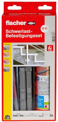 fischer Schwerlast-Befestigungsset 300 T mit Ankerstange M 10, Befestigungssystem für den Innenbereich, multifunktionales Set für Schwerlasten in Beton und Mauerwerk