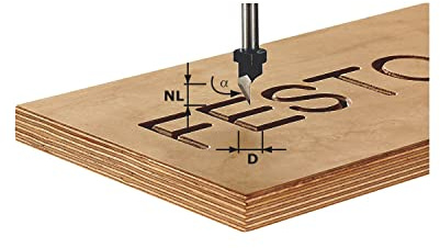 Festool Schriftenfräser HW S8 D11/60° - Gravurfräser für Holz | V-Nutfräser mit 60°-Winkel, Schaft 8 mm, Durchmesser 11 mm, Nutzlänge 9,5 mm – ideal für Holzschilder und Beschriftungen