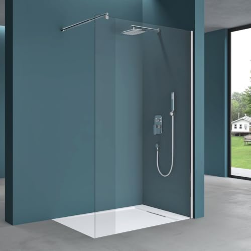 Mai & Mai Duschwand für Dusche Duschabtrennung 50x200cm Walk-In ESG-Sicherheitsglas 8mm NANO Glas BRAM1 Bremen1K