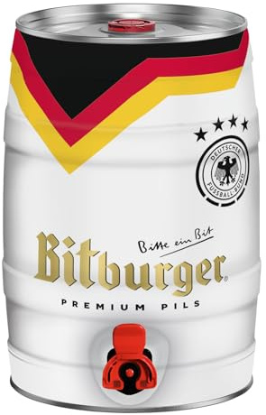 BITBURGER® Premium Pils | Partyfass mit Zapfhahn (1x 5l) | Hopfenbetonter Pilsgenuss | Aus Besten Hopfensorten | Nach Deutschem Reinheitsgebot Gebraut