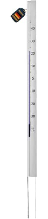 TFA Dostmann Central Park analoges Design-Gartenthermometer, 12.2005 | wetterfest, hergestellt aus Aluminium, deutsches Familienunternehmen, 137cm hoch, silber
