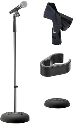 Pyle Mikrofonständer mit Rundfuß – Höhenverstellbares Mikrofonstativ 85–152 cm mit 5/8 (16 mm) Gewinde – Stabil & kompakt für Bühne, Studio, Sprachaufnahme, Auftritt, Podcast & Proberaum