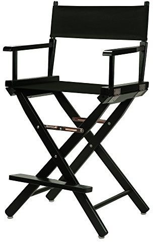 Casual Home Natur Rahmen Leinwand Regisseur Stuhl, Holz, Black Frame with Black Canvas, 61 cm (24 Zoll)