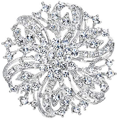 EVER FAITH österreichische Kristall Vintage inspirierte Braut Blume Brosche Corsage Klar (A Silber-Ton)