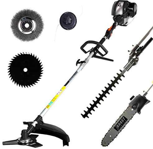 BRAST 4-Takt Benzin 5in1 Motorsense Multitool | Heckenschere, Hochentaster, Freischneider