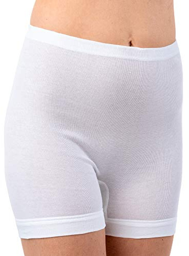 HERMKO 1900 4er Pack Damen Schlüpfer mit längerem Bein aus 100% Bio-Baumwolle; 95°C waschbar, Farbe:weiß, Größe:42(M)