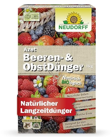 Neudorff Azet Beeren- & ObstDünger – Bio-Dünger für mehr Geschmack und reiche Ernte bei Beeren und Obst mit natürlicher Sofort- & Langzeitwirkung, 1 kg