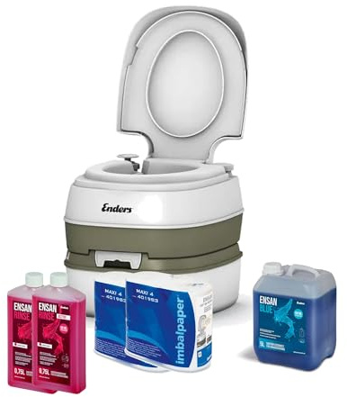 Campingtoilette Starter-Set Blue 5,0 Enders Deluxe [ 4994 ]: inkl. Sanitärflüssigkeit und WC Papier - mobile Chemietoilette Campingklo Camping-Toilette