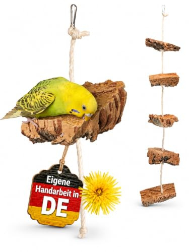 Vogelgaleria® Kork Knabberseil - das perfekte Wellensittich Spielzeug und Vogelzubehör zum Klettern und Nagen | Vogelspielzeug