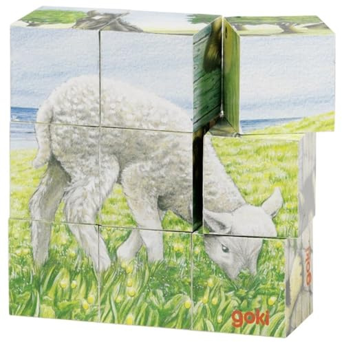 Goki 57607 - Würfelpuzzle - Bauernhoftiere