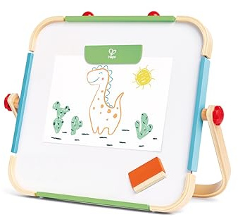 Hape Mobiles Atelier - für kleine Entdecker, magnetisches Whiteboard und Kreidetafel Doppel-Staffelei mit Zubehör, Lern- und Kreativset, Zeichentafel mit Zubehör, für Kinder ab 3 Jahren