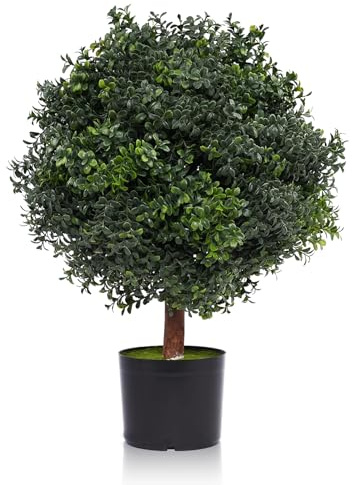 Silk Tree Warehouse Company Inc Zwei 2 Fuß Outdoor Künstliche Buchsbaum Büsche Formschnitt Ball Getopfte UV-spezifische Pflanzen 45,7 cm Breit